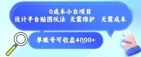 0成本小白项目,设计平台贴图玩法,无需维护,无需成本,单账号单月可产生收益4k+【揭秘】零成本小白项目,贴图平台玩法揭秘,揭秘零成本创业之路,贴图平台玩法大揭秘,单账号月收益轻松破四千!轻松上手,小白也能赚大钱,零成本小白项目,贴图平台玩法,月收益轻松破四千,第1张 0成本小白项目,设计平台贴图玩法,无需维护,无需成本,单账号单月可产生收益4k+【揭秘】零成本小白项目,贴图平台玩法揭秘,揭秘零成本创业之路,贴图平台玩法大揭秘,单账号月收益轻松破四千!轻松上手,小白也能赚大钱,零成本小白项目,贴图平台玩法,月收益轻松破四千,第1张