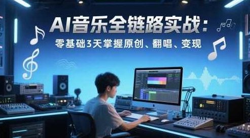AI音乐全链路实战变现课：零基础3天掌握原创、翻唱、变现,AI音乐全链路实战,原创音乐,翻唱变现,第1张