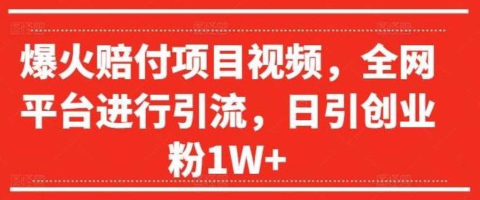爆火赔付项目视频，全网平台进行引流，日引创业粉1W+【揭秘】,爆火赔付项目,全网平台引流,日引创业粉1W+ 揭秘,第1张