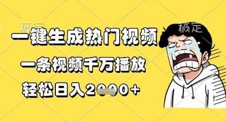 一键生成热门视频一条视频千万播放，轻松日入1k+【揭秘】,热门视频生成,视频千万播放,轻松日入,播放量以及收益等方面的内容,第1张