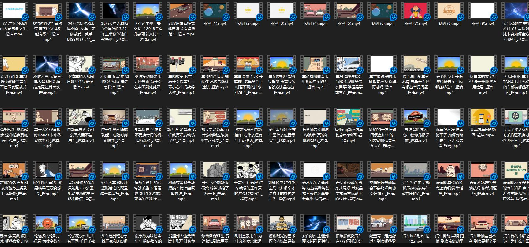 汽车行业相关MG样片打包网盘133部下载共2.3G MG动画下载，汽车行业MG动画下载网盘整理，133部样片打包下载，共2.3G动画资源