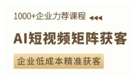 AI短视频矩阵获客实操课，企业低成本精准获客，AI短视频矩阵高效获客策略，企业低成本精准获客实操课