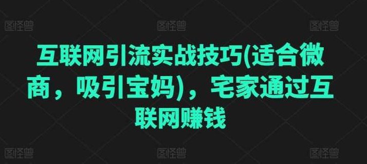 互联网引流实战技巧(适合微商,吸引宝妈),宅家通过互联网赚钱,抖音,实战技巧,第1张 互联网引流实战技巧(适合微商,吸引宝妈),宅家通过互联网赚钱,抖音,实战技巧,第1张
