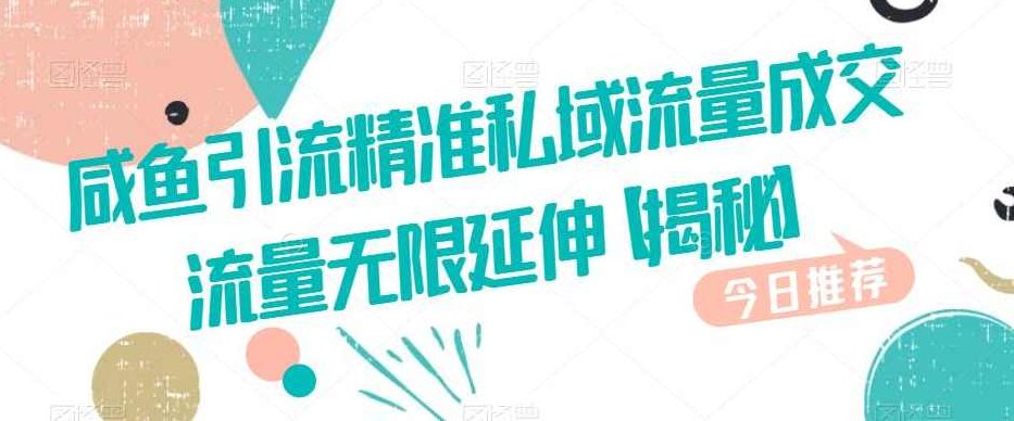 咸鱼引流精准私域流量成交流量无限延伸【揭秘】揭秘咸鱼平台精准引流，私域流量成交流量无限延伸的秘密策略