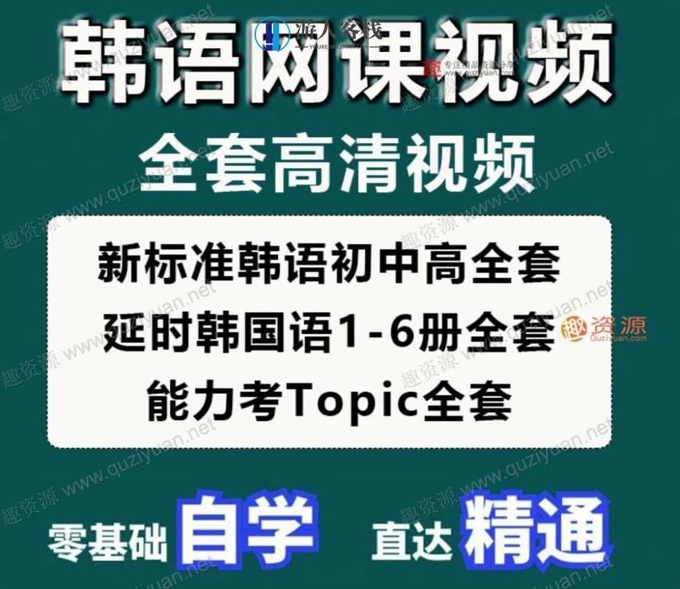 韩语网课零基础自学入门延世韩国语视频教程TOPIK考级课程资料新（100GB）韩语入门自学入门延世韩国语视频教程
