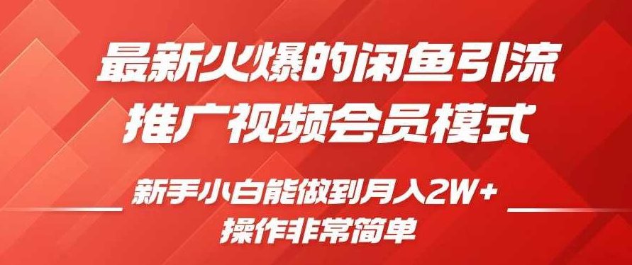 闲鱼引流推广影视会员，0成本就可以操作，新手小白月入过W+
