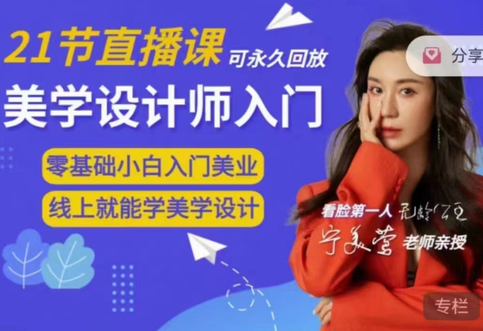 【宁美莺老师】脸部美学设计师入门课，宁美莺老师脸部美学设计基础入门课，从零开始打造专业技巧