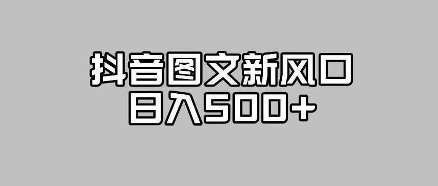 抖音图文最新风口，流量扶持非常高，日入500+【揭秘】抖音图文新风口，流量扶持巨大，日赚500+的秘密揭露
