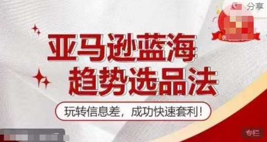 【训练营】亚马逊蓝海趋势选品法，玩转信息差，成功快速套利，训练营深度解析亚马逊蓝海市场选品策略，玩转信息差，轻松实现快速套利