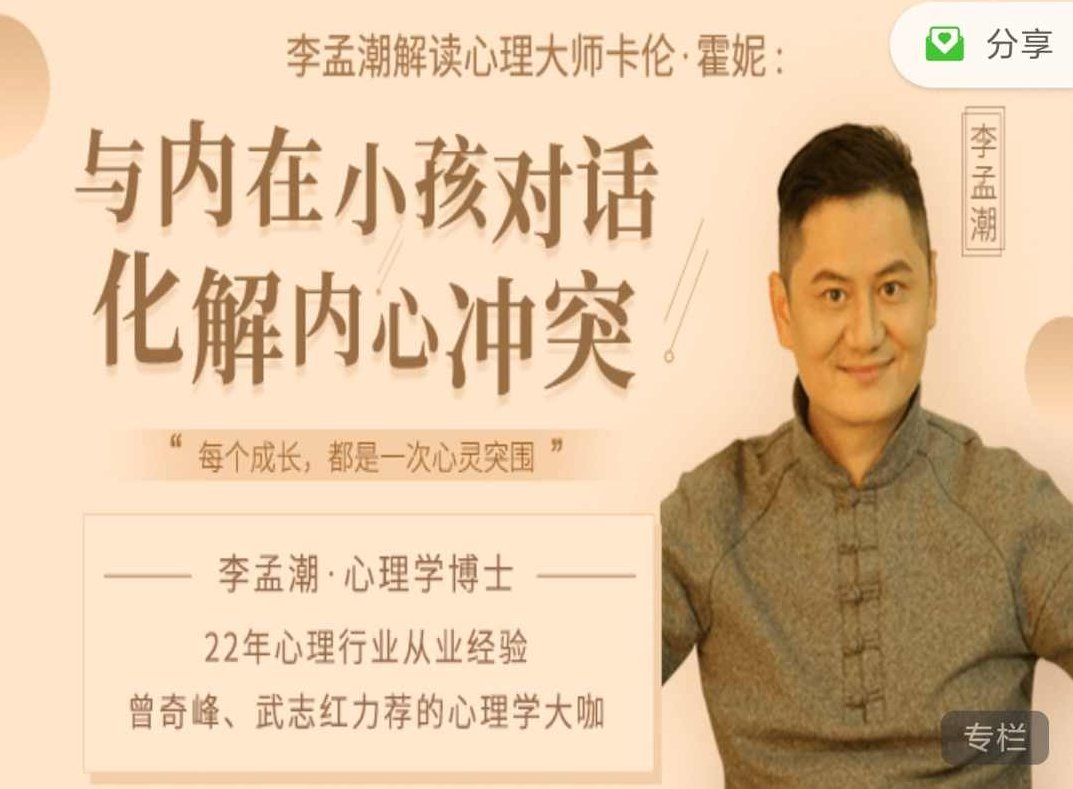 李孟潮解读卡伦与内在小孩对话化解内心冲突，李孟潮深度解读卡伦理论，与内在小孩对话，探索化解内心冲突之道,课程,对话,第1张