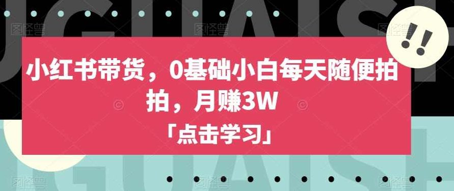小红书带货，0基础小白每天随便拍拍，月赚3W【揭秘】,课程,视频,基础,第1张