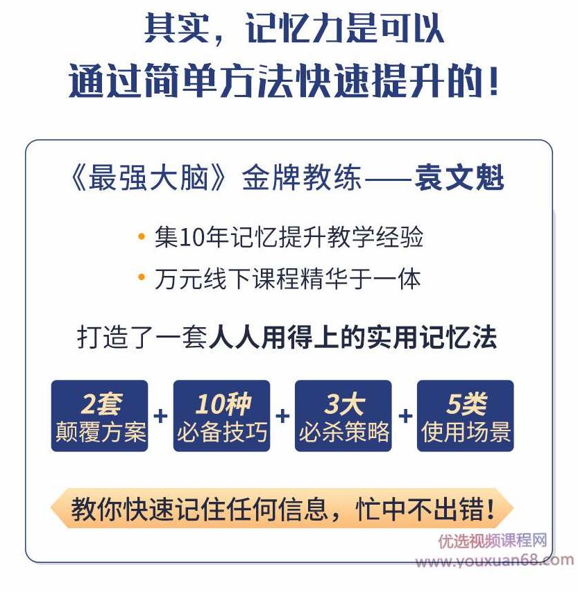 《最强大脑》冠军教练袁文魁亲授：20堂超实用记忆术，教你快速记住任何信息！,课程,教学,记忆方法,第3张