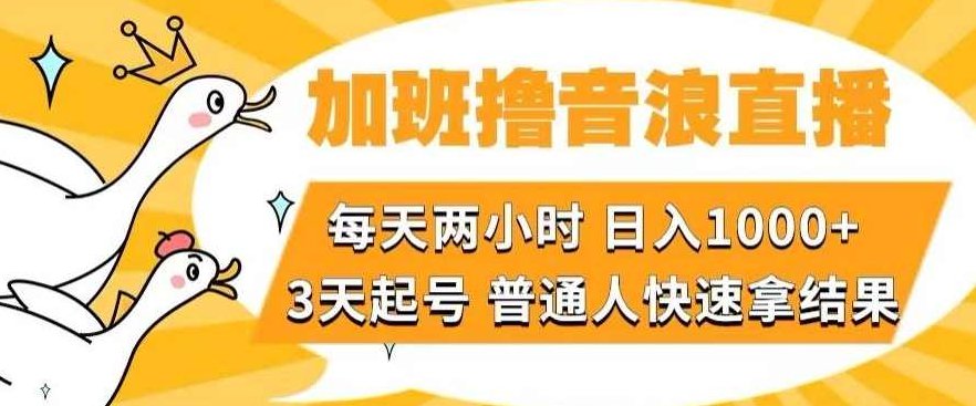加班撸音浪直播，每天两小时，日入1000+，直播话术才3句，3天起号，普通人快速拿结果【揭秘】,课程,演讲,揭秘,第1张