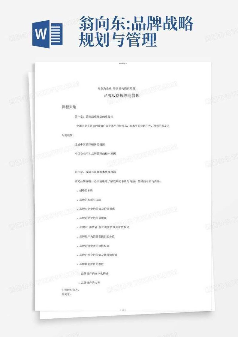 翁向东 卓越品牌战略管理