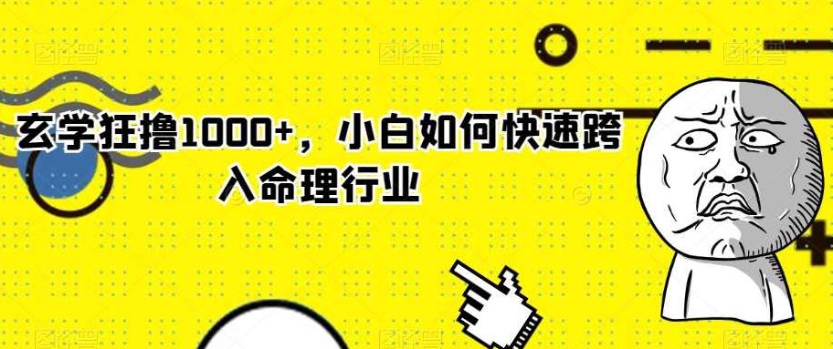 玄学狂撸1000+，小白如何快速跨入命理行业【揭秘】,课程,制作,揭秘,第1张