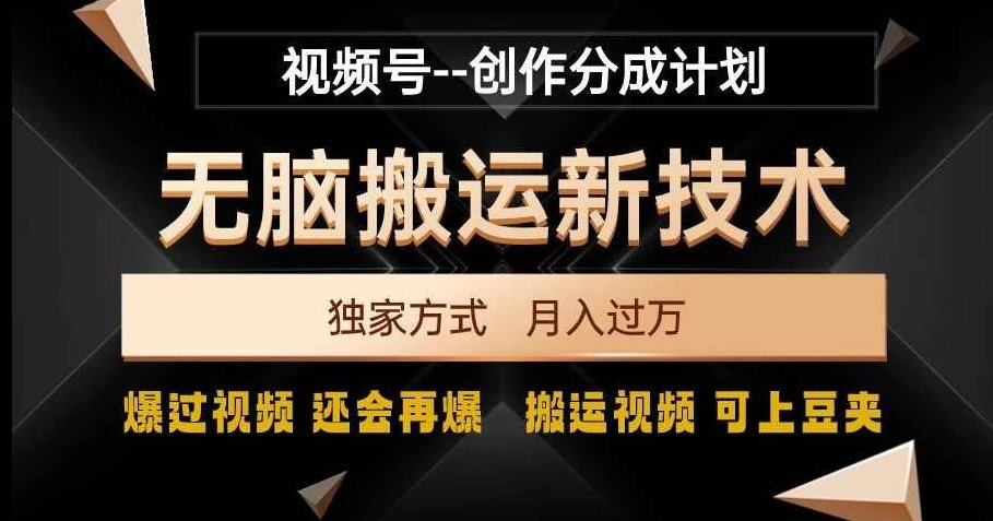 视频号无脑搬运新技术，破原创壕流量，独家方式，爆过视频，还会再爆【揭秘】,课程,视频,高清,第1张