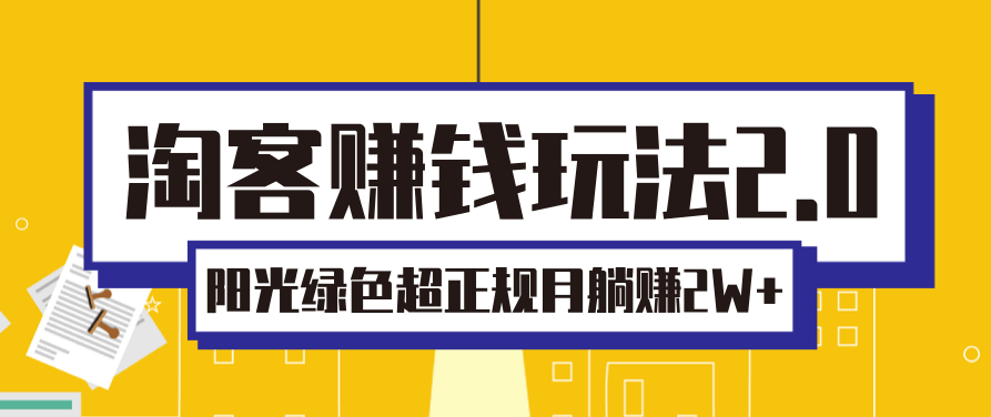 淘客赚钱玩法2.0，阳光绿色超正规项目，月躺赚2W+【视频课程】,课程,视频,赚钱,第2张