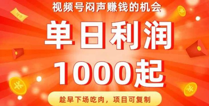 视频号闷声赚钱的机会，趁早下场吃肉，项目可复制，单日利润1000起【揭秘】,课程,视频,抖音,第1张