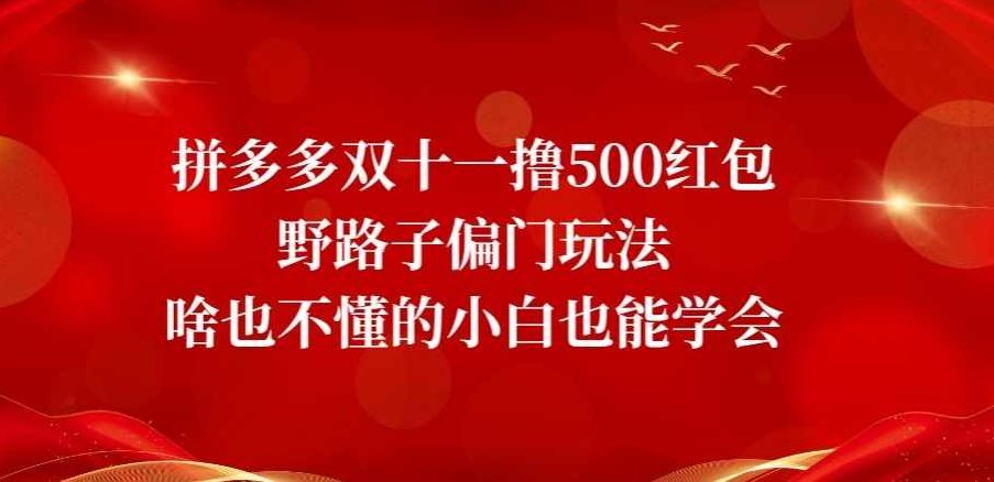 拼多多双十一撸500红包野路子偏门玩法，啥也不懂的小白也能学会【揭秘】,课程,教程,揭秘,第1张
