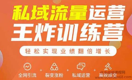 私域流量运营王炸训练营:全网引流+裂变涨粉+私域运营+高效成交,课程,训练营,销售,第1张 私域流量运营王炸训练营:全网引流+裂变涨粉+私域运营+高效成交,课程,训练营,销售,第1张