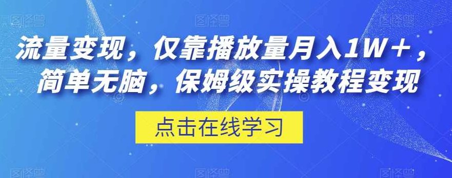 流量变现，仅靠播放量月入1W＋，简单无脑，保姆级实操教程【揭秘】,课程,视频,教程,第1张