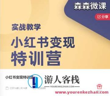 小红书变现特训营-森森微课-萌萌家网课,课程,培训,教学,第1张