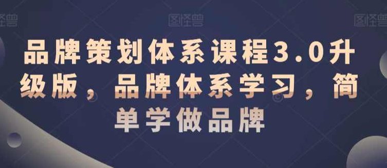 品牌策划体系课程3.0升级版，品牌体系学习，简单学做品牌,课程,第1张