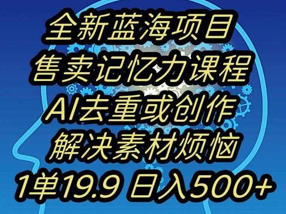 蓝海项目记忆力提升，AI去重，一单19.9日入500+【揭秘】,培训,揭秘,销售,第1张