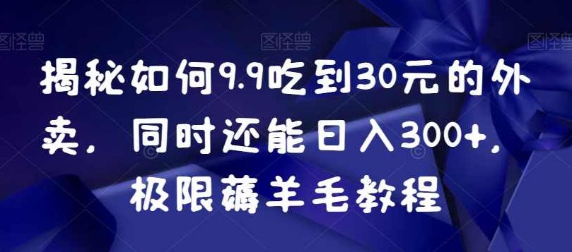 揭秘如何9.9吃到30元的外卖，同时还能日入300+，极限薅羊毛教程,视频,教程,揭秘,第1张