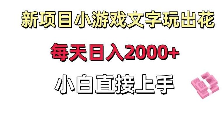 新项目小游戏文字玩出花日入2000+，每天只需一小时，小白直接上手【揭秘】,揭秘,介绍,第1张