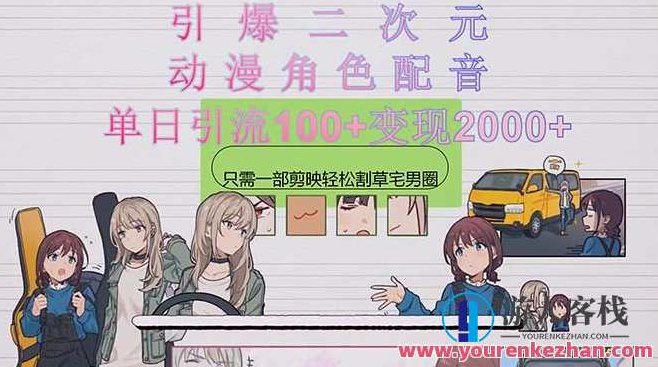 引爆二次元，用动漫角色配音割草宅男圈，只需一个剪映，轻松引流,课程,创业,赚钱,第1张