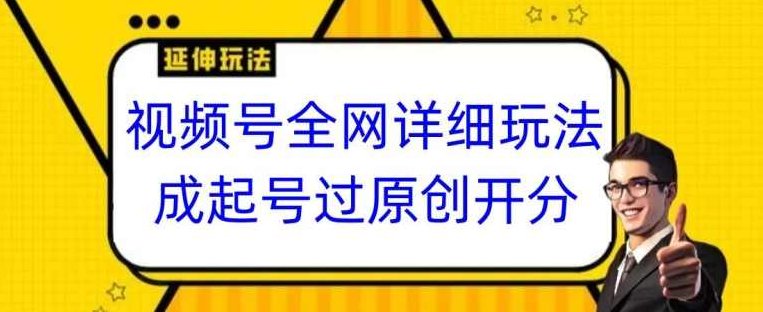 视频号全网最详细玩法，起号过原创开分成，单号日入300+【揭秘】,课程,视频,揭秘,第1张