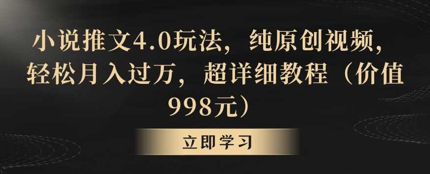 小说推文4.0玩法，纯原创视频，轻松月入过万，超详细教程（价值998元）【揭秘】,课程,视频,教程,第1张