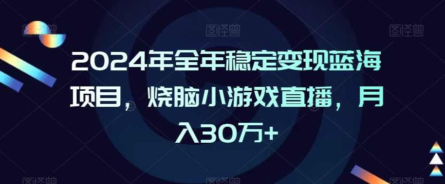 2024年全年稳定变现蓝海项目，烧脑小游戏直播，月入30万+【揭秘】,课程,揭秘,介绍,第1张
