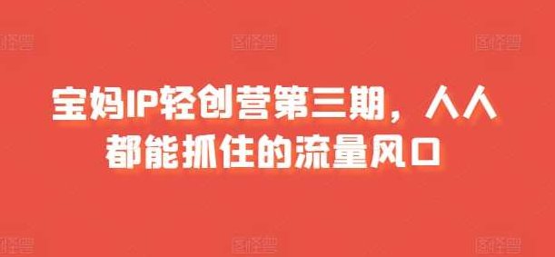 斜杠豆豆-宝妈IP轻创营第三期，人人都能抓住的流量风口,视频,故事,第1张