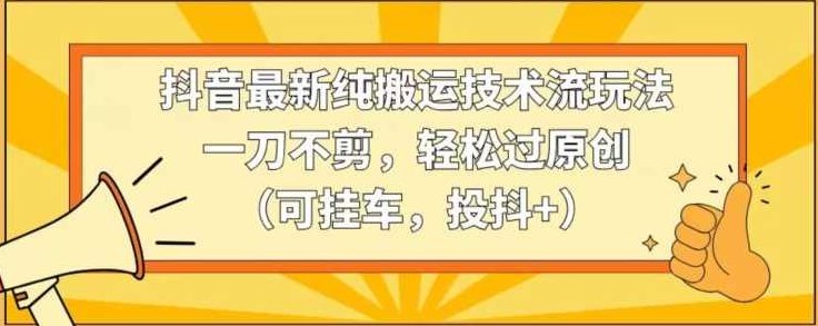 抖音最新纯搬运技术流玩法，一刀不剪，轻松过原创（可挂车，投抖+）【揭秘】,抖音,揭秘,介绍,第1张