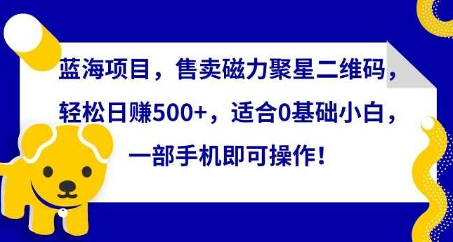 蓝海项目，售卖磁力聚星二维码，轻松日赚500+，适合0基础小白，一部手机即可操作【揭秘】,课程,基础,揭秘,第1张