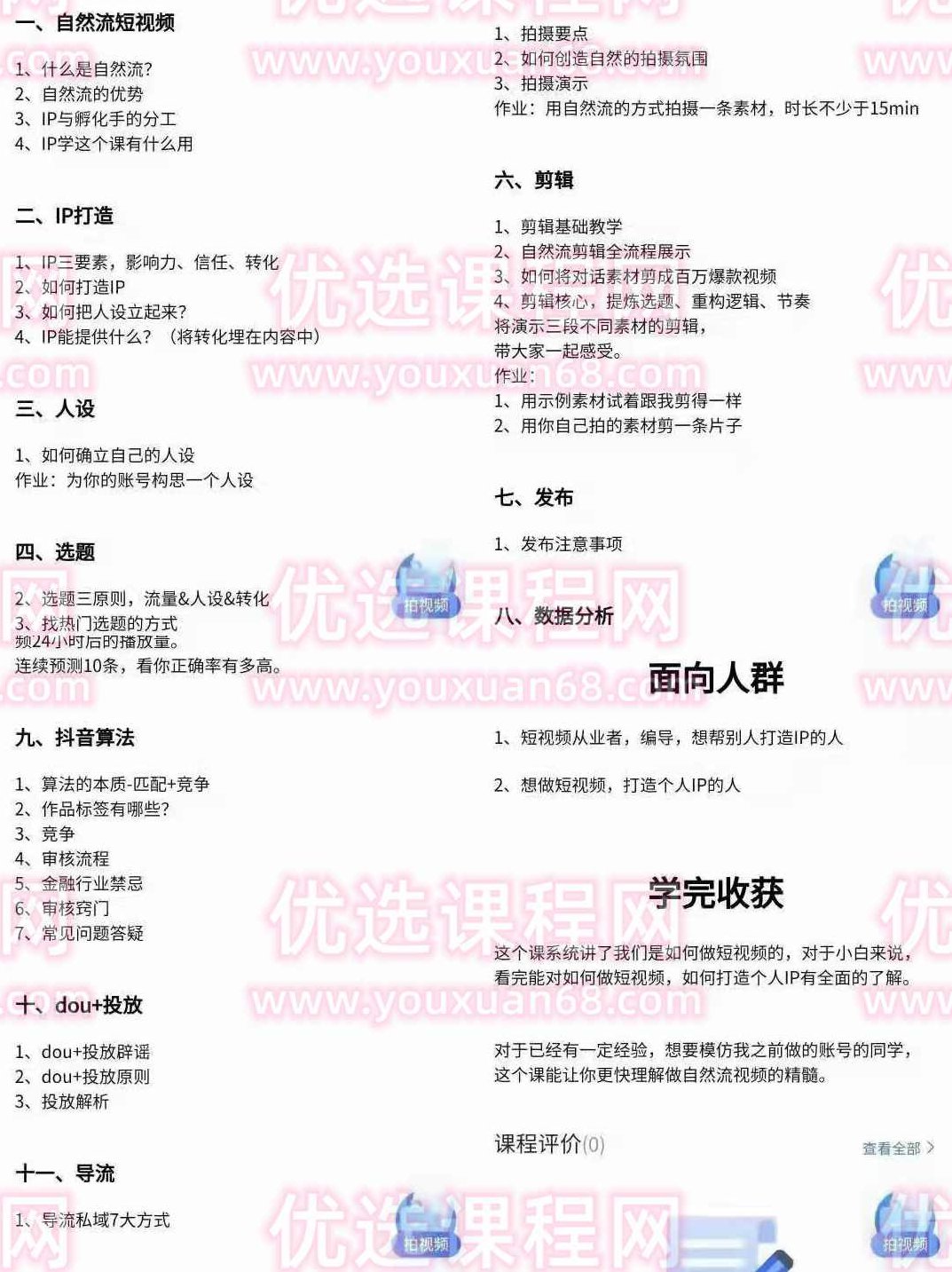 【瑶瑶短视频】自然流短视频教程,课程,视频,教程,第2张