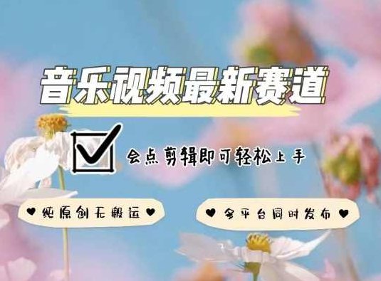 音乐视频赛道最新玩法，纯原创不违规，可所有平台同时发布，会点剪辑即可轻松拿捏【揭秘】,课程,视频,制作,第1张