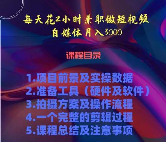 每天花两小时兼职做短视频自媒体月入3000+（5节视频课）,课程,视频,抖音,第2张