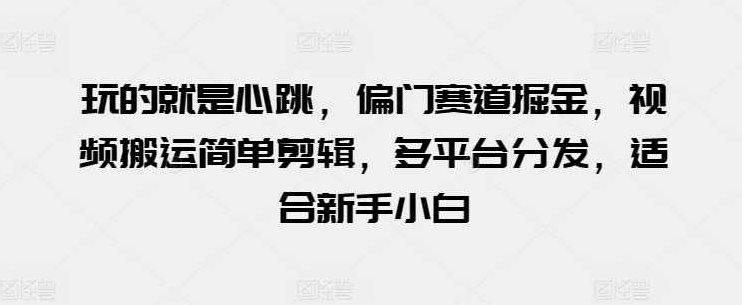 玩的就是心跳，偏门赛道掘金，视频搬运简单剪辑，多平台分发，适合新手小白【项目拆解】,视频,背景,项目拆解,第1张