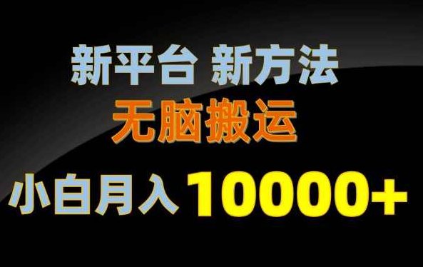 新平台新方法,无脑搬运,月赚10000+,小白轻松上手不动脑【项目拆解】,课程,视频,介绍,第1张 新平台新方法,无脑搬运,月赚10000+,小白轻松上手不动脑【项目拆解】,课程,视频,介绍,第1张