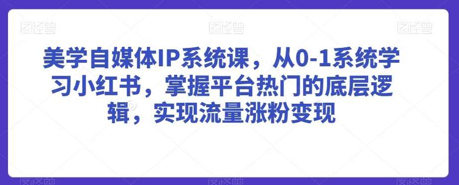 美学自媒体IP系统课，从0-1系统学习小红书，掌握平台热门的底层逻辑，实现流量涨粉变现,课程,第1张