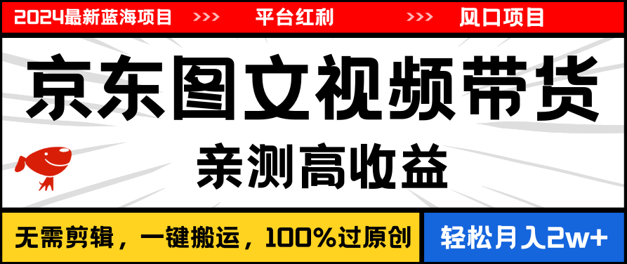 2024最新蓝海项目，逛逛京东图文视频带货，无需剪辑，月入20000+【揭秘】,课程,视频,抖音,第1张