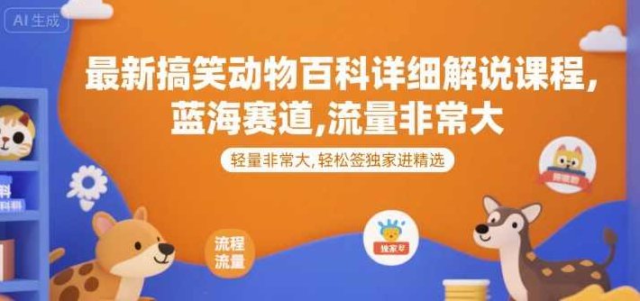 最新搞笑动物百科详细解说课程，蓝海赛道，流量非常大，轻松签独家进精选【揭秘】动物百科爆款课程火热上线，,课程,视频,基础,第1张