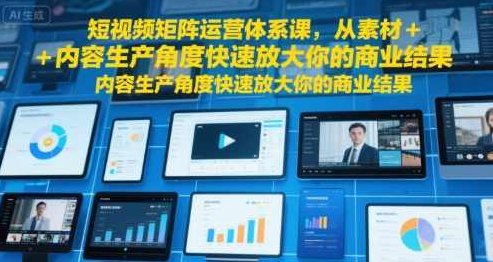 短视频矩阵运营体系课,从素材+内容生产角度快速放大你的商业结果,短视频运营矩阵进阶课,策略引领,内容为王,快速提升商业价值,视频,第1张 短视频矩阵运营体系课,从素材+内容生产角度快速放大你的商业结果,短视频运营矩阵进阶课,策略引领,内容为王,快速提升商业价值,视频,第1张