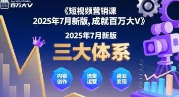 短视频营销课2025年7月新版，三大体系成就百万大V，短视频营销新篇章，2025年7月大V崛起计划,课程,视频,第1张