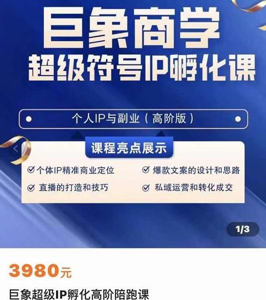 巨象超级IP孵化高阶陪跑课，建立流量思维底层逻辑，打造属于自己的IP,课程,视频,第1张