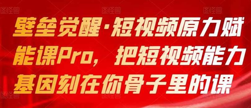 壁垒觉醒·短视频原力赋能课Pro，把短视频能力基因刻在你骨子里的课,课程,视频,成功,第1张