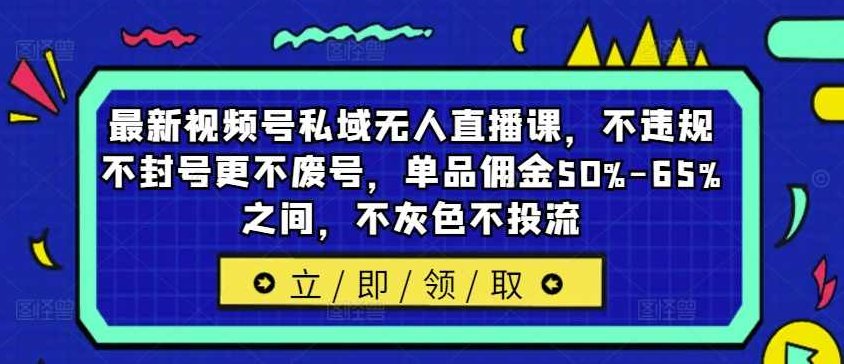 最新视频号私域无人直播课，不违规不封号更不废号，单品佣金50%-65%之间，不灰色不投流【项目拆解】,视频,赚钱,视频号,第1张